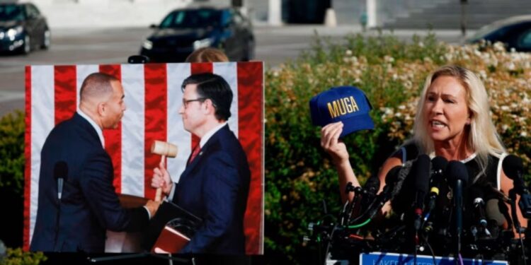 Marjorie Taylor Greene says Republicans must decide between ‘MAGA’ or ‘MUGA’ instead of Mike Johnson