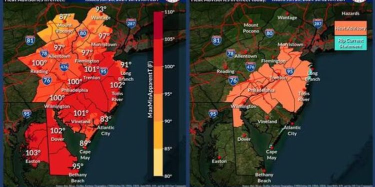New Jersey and Pennsylvania to Experience No Respite Midweek from Tornados, Heat, and Dangerous Rip Currents